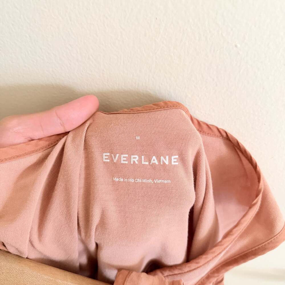 Everlane The Weekend Tiered Cotton Midi Dress M Oak Pink Sleeveless Boho - Picture 4 of 5